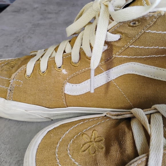 Vans X Peace Leaf Eco High Top Sneakers Womens 9.5 Mens 8 Hemp Blend Sustainable - Picture 6 of 15